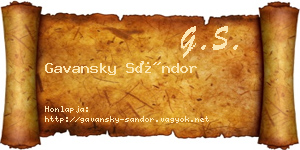 Gavansky Sándor névjegykártya
